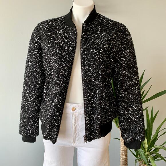 Alice + Olivia Lonnie Reversible Cropped Bomber Jacket in Plaid Size Large - Picture 3 of 11